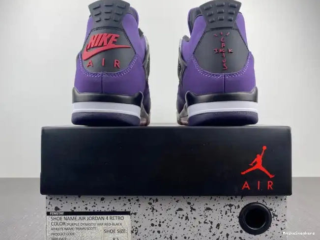 MaikeSneakers Scott Purple Retro Jordan (Friends Family) 4 766296 and Travis LN4 0622
